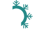 Icon of circle that is half snowflake and half sun