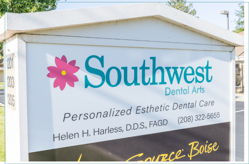 Sign outdoors reading Southwest Dental Arts Personalized Esthetic Dental Care