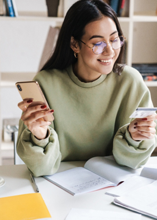 Woman using a credit card