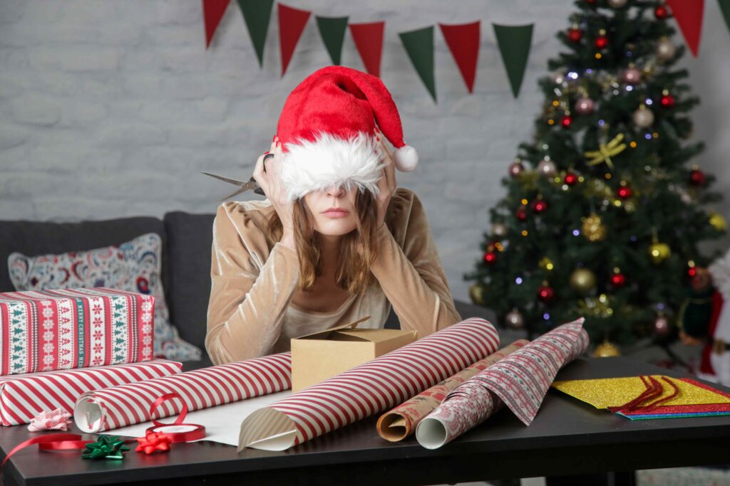 Woman with holiday stress